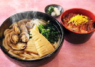 春の浅利うどんと鰻小丼